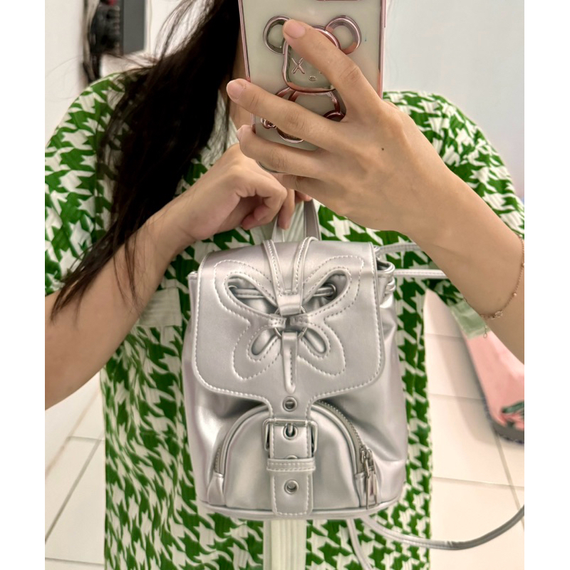 (NEW) JUAL RUGI Tas Ransel London Berry HUER Aesthetic Silver