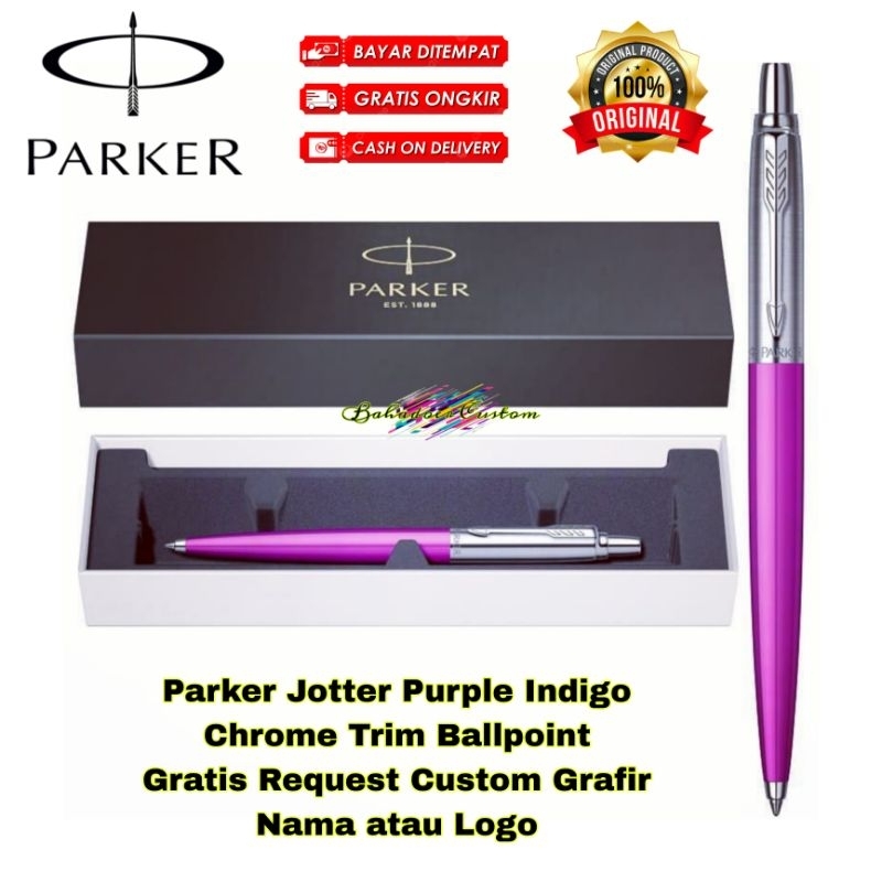 

PULPEN PARKER ORIGINAL JOTTER ELECTRIK PURPLE CHROME TRIM BALLPOINT GRATIS REQUEST CUSTOM GRAFIR NAMA ANDA ATAU LOGO ANDA COCOK UNTUK PEMAKAIAN PRIBADI ATAU UNTUK HADIAH SPESIAL MERCHANDISE PROMOSI ANDA
