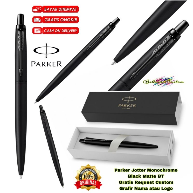 

PULPEN PARKER ORIGINAL JOTTER BLACK MONOCHROME MATTE BLACK TRIM BALLPOINT GRATIS REQUEST CUSTOM GRAFIR NAMA ANDA ATAU LOGO ANDA COCOK UNTUK PEMAKAIAN PRIBADI ATAU UNTUK HADIAH SPESIAL MERCHANDISE PROMOSI ANDA