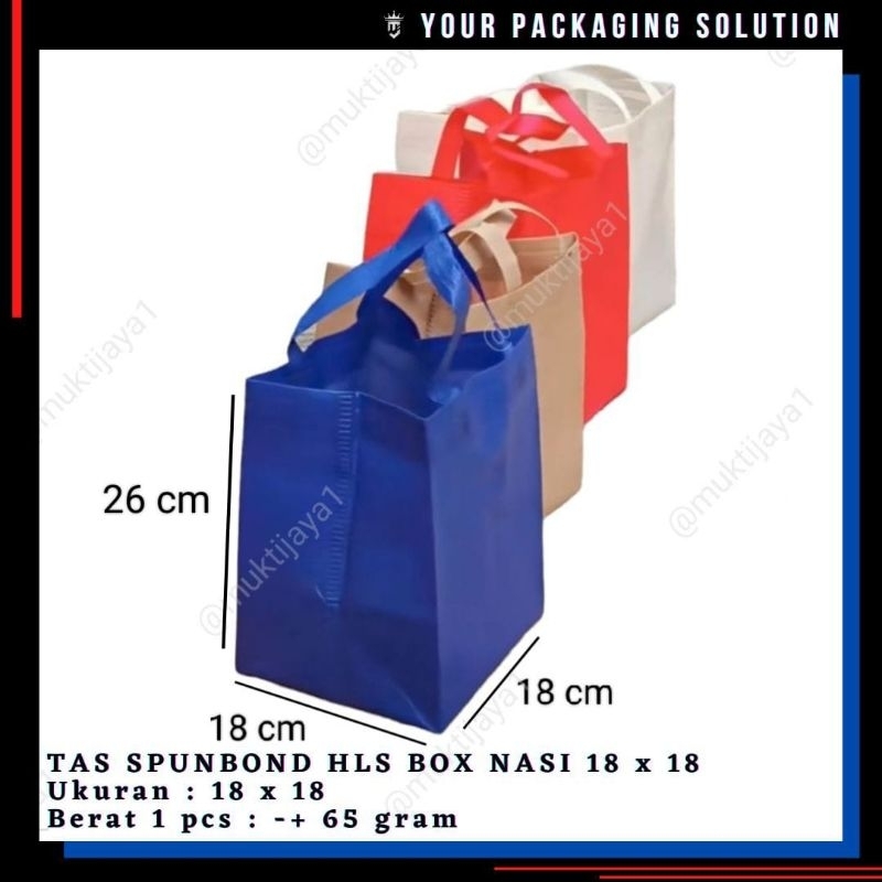 

TAS KOTAK NASI 18x18cm HLS BOX AUTO PRES POLOS / Spunbond HBPA ll Goodie Bag ll Tas Kain ll Tas Kado ll Tas Berkat ll Tas Hajatan