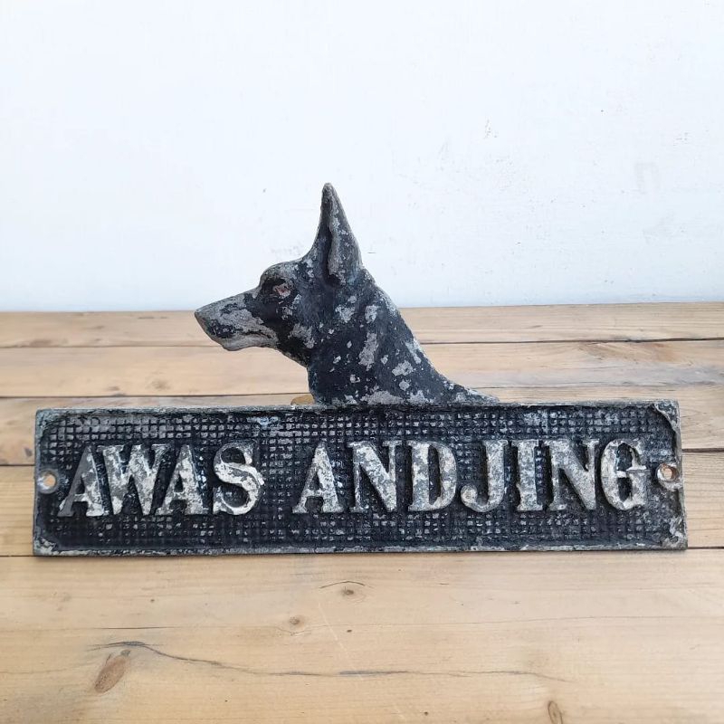 plakat vintage awas ANDJING plakat jadul antik original lawas