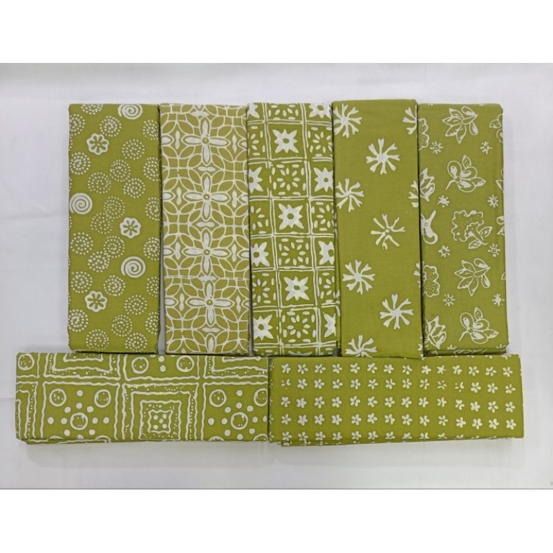 kain batik Cap garutan G1W warna hijau lime
