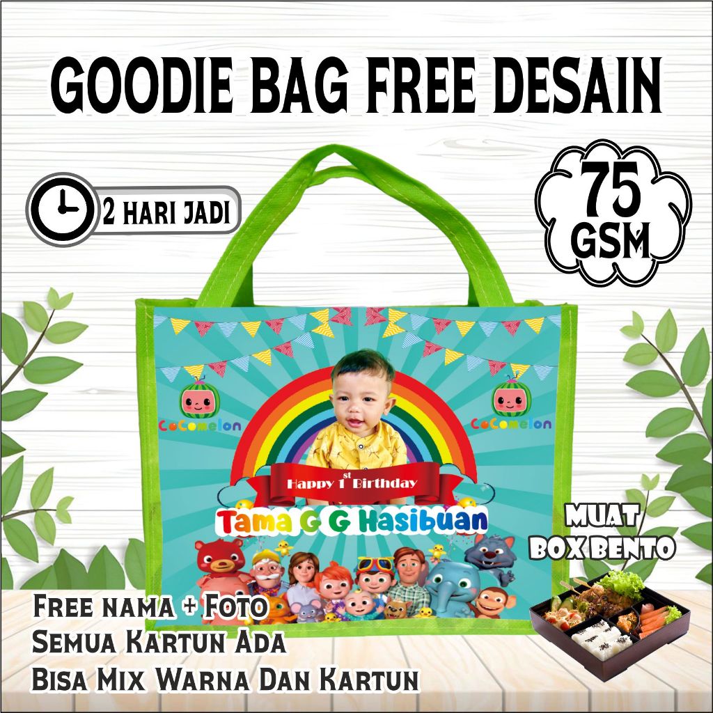 

TAS BENTO COSTUM COCOMELON/Spunbond Ransel Animal Tutup/Goody Bag Ransel Animal Tutup/Goody Bag Ultah/Tas Ultah/Tas Souvenir/Tas Bingkisan