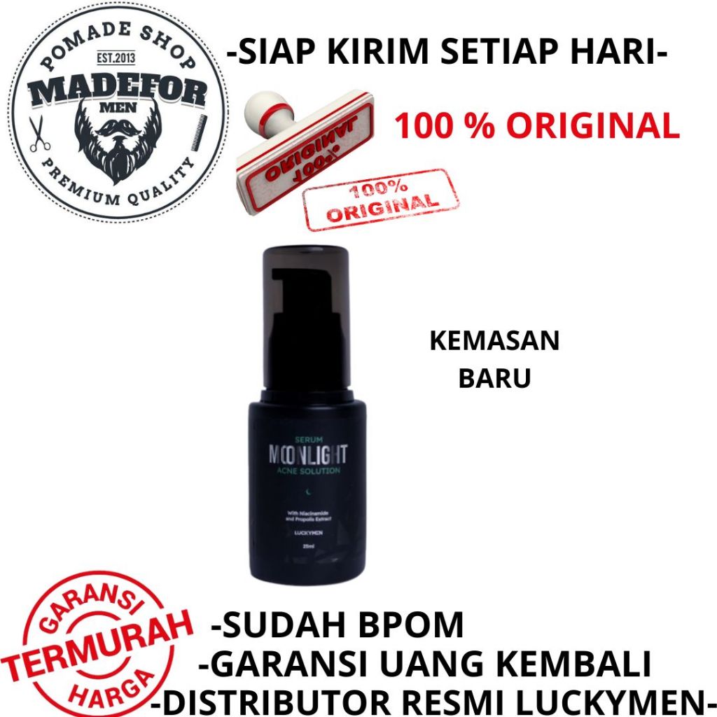LUCKYMEN SERUM  MOONLIGHT LUCKYMEN SERUM WAJAH PRIA MENCERAHKAN FREE SISIR SAKU