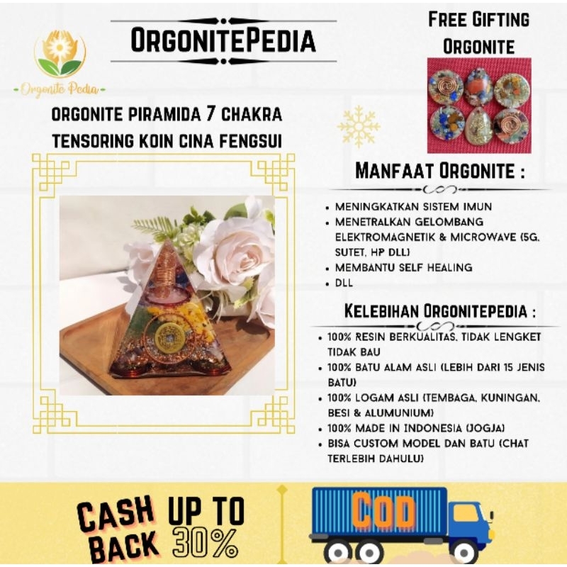 ORGONITE PIRAMIDA 7 CHAKRA TENSORING KOIN CINA FENGSUI