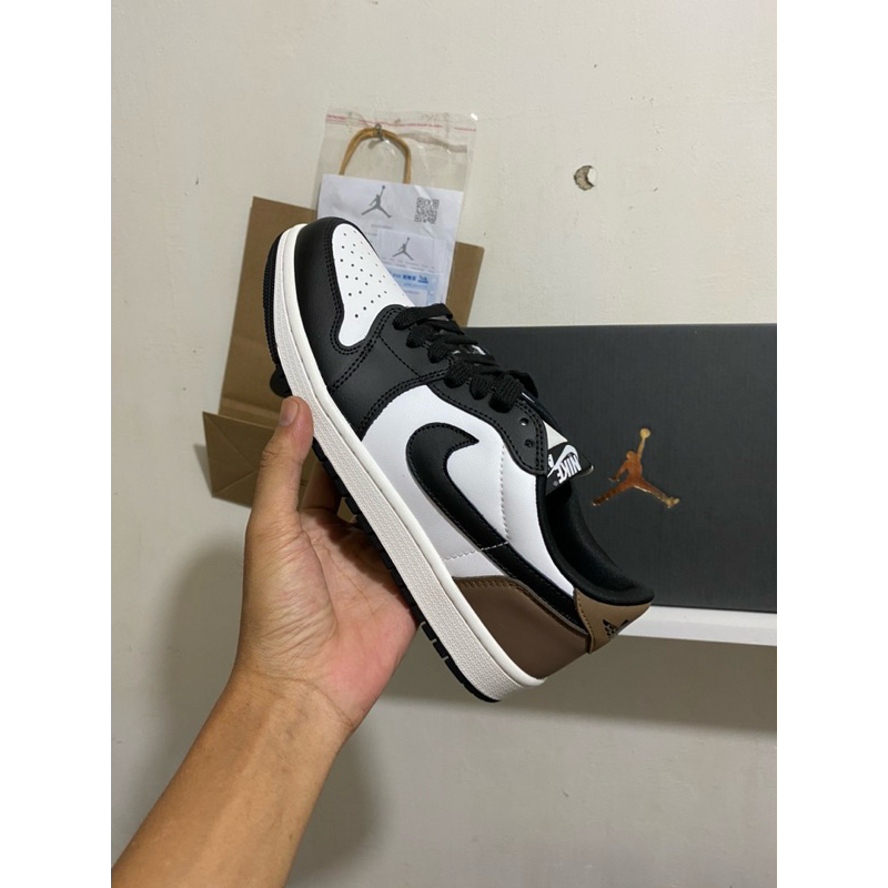 sepatu seneakers pria wanita air jordan 1 low black mocca original Quality