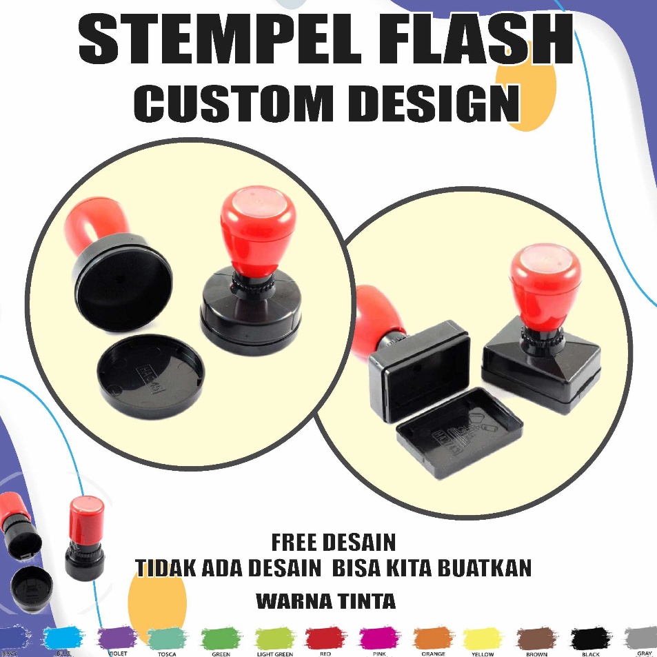 

Stempel Warna OtomatisFlash BulatOvalKotak Kostum Design Harga Murah