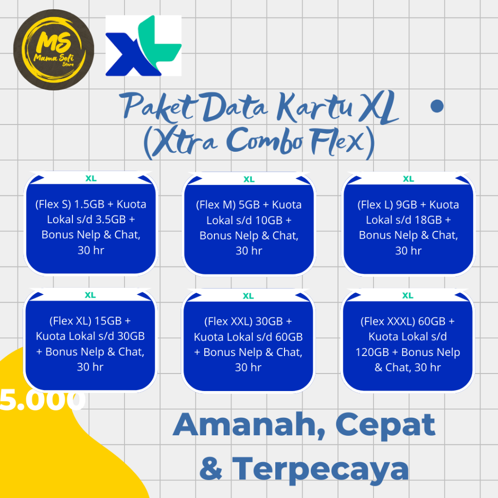 Kuota Paket Data Kartu XL (Xtra Combo Flex)
