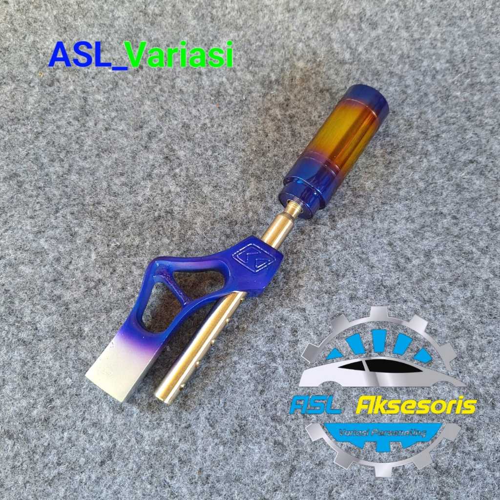 Shift Knob Ekstender Mobil Set Tuas Persneling Burn Tip Blue Alumunium tuas kepala knop knob + tiang