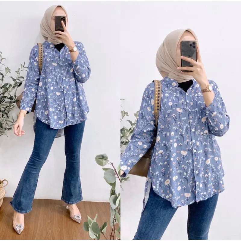 JKFashion - RFS OOTD Blouse Wanita Lengan Panjang Leher Berkerah /JENNY BLOUSE CTN ZANICA TUNIK / At