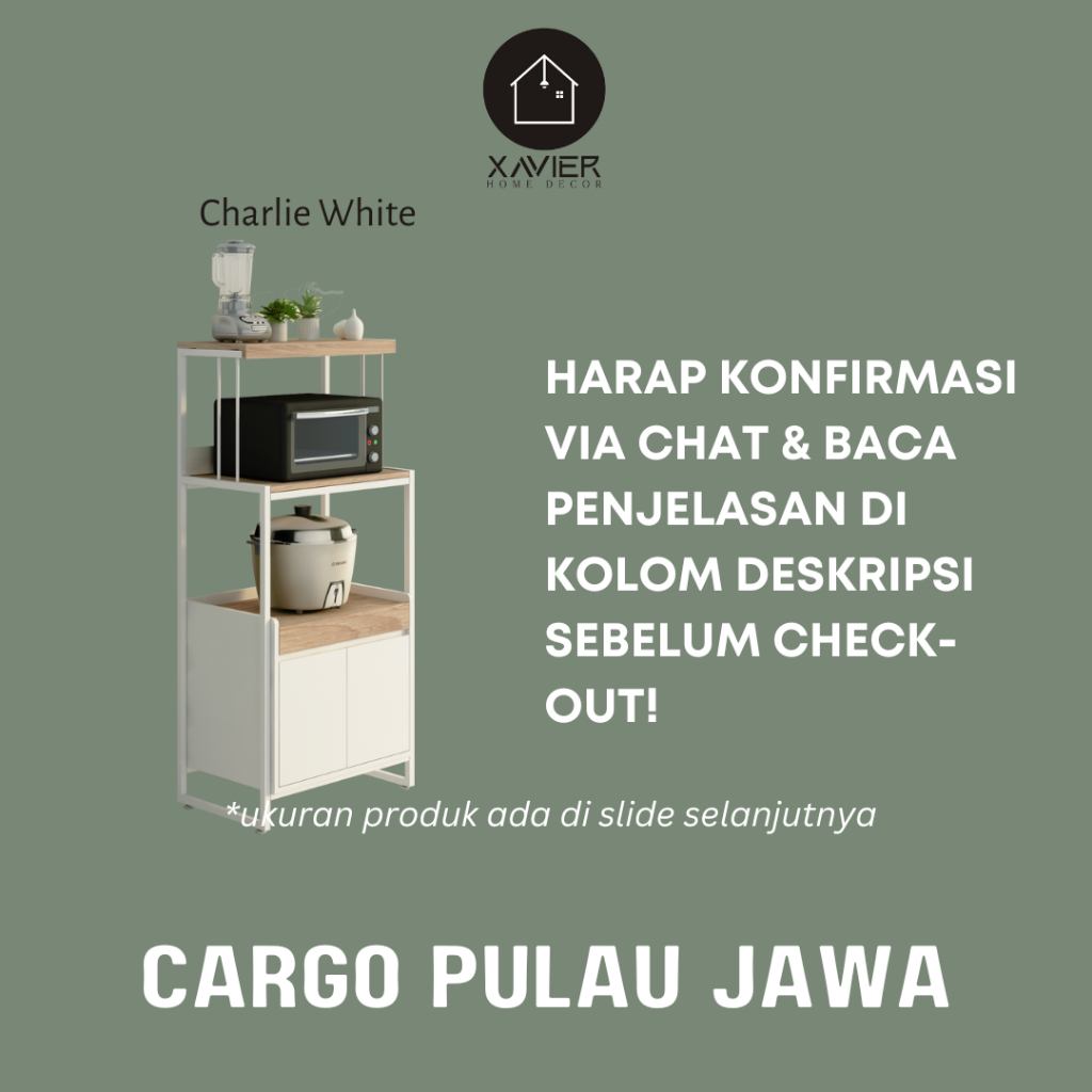 Xavier Home Decor CHARLIE WHITE - Rak Dapur Serbaguna Minimalis - CARGO JAWA + BALI