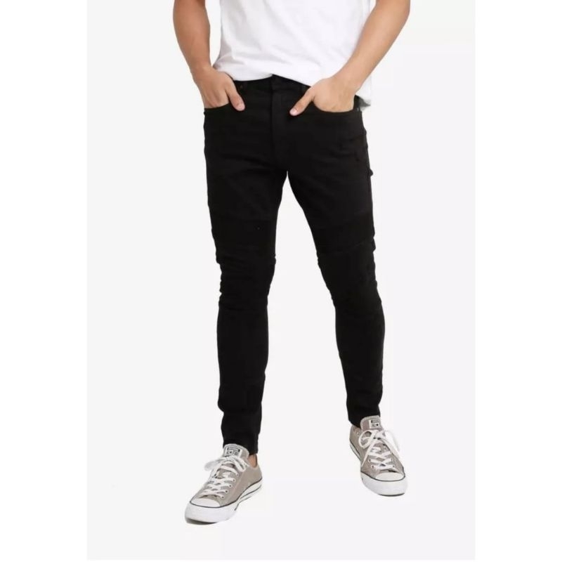 CELANA PRIA JEANS HITAM PANJANG STRECH NGARET MELAR SLIMFIT JEANS PENSIL / CELANA JEANS COWO PANJANG
