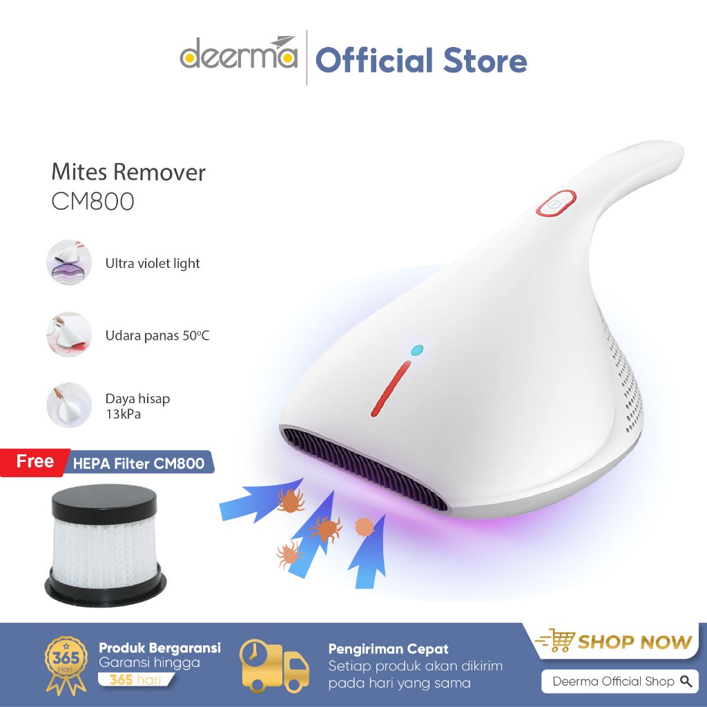 Deerma CM800 Electric Anti-dust Mites Remover Instrument Vacum Cleaner Penyedot Debu Mini