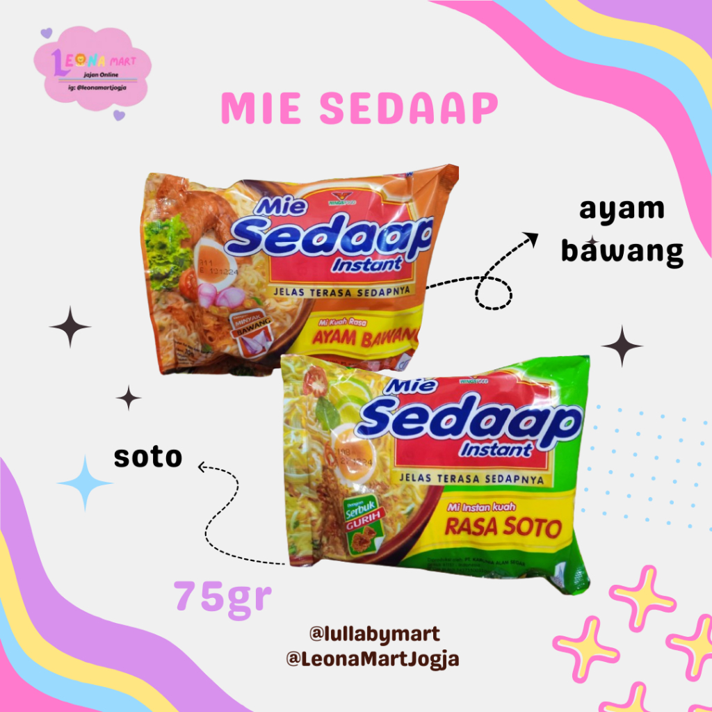 

Mie sedaap instan rasa soto dan ayam bawang 75gr