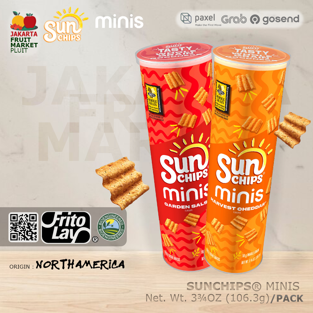 

SUNCHIPS ® MINIS garden salsa / harvest cheddar snack import usa