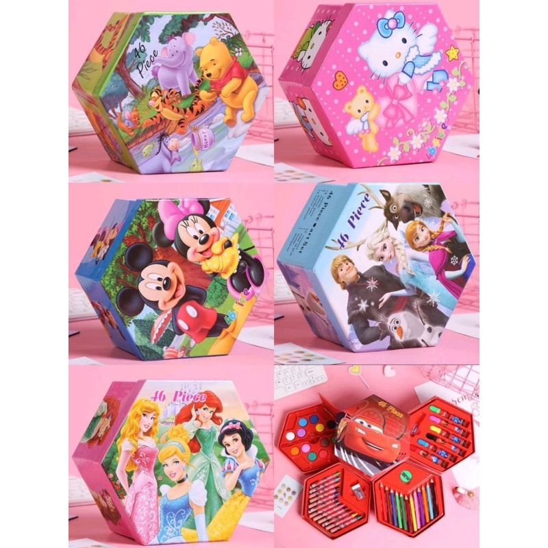 

# HJ # CRAYON SET 46 PCS PENSIL WARNA LENGKAP ALAT MEWARNAI DAN ALAT MELUKIS / PENSIL WARNA SET 46 PCS CRAYON MOTIF KARTUN GIFT BOX / CRAYON SET 46 PCS PENSIL WARNA SEGI ENAM 5 MOTIF / PENSIL WARNA SET 4 IN 1 MOTIF KARTUN FROZEN,MICKEY MOUSE,WINNIE THE