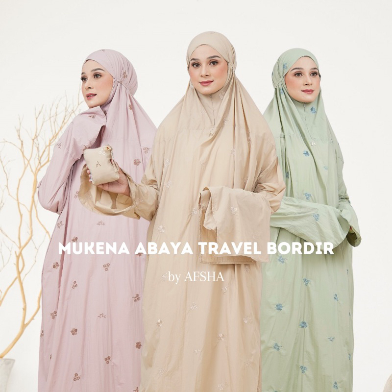 Afsha - Mukena Terusan Abaya Travel Bordir