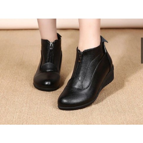 SEPATU BOOTS WANITA CASUAL FORMAL PDL WEDGES 5 CM KULIT SAPI termurah