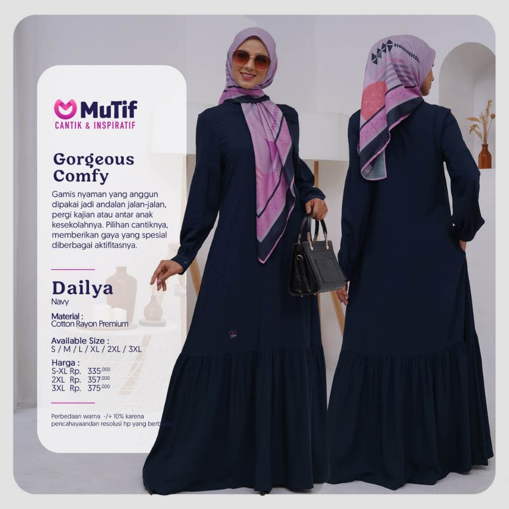 [COD] PROMO MUTIF DAILYA NAVY - GAMIS WANITA || ORIGINAL || Mutif Dailya Navy