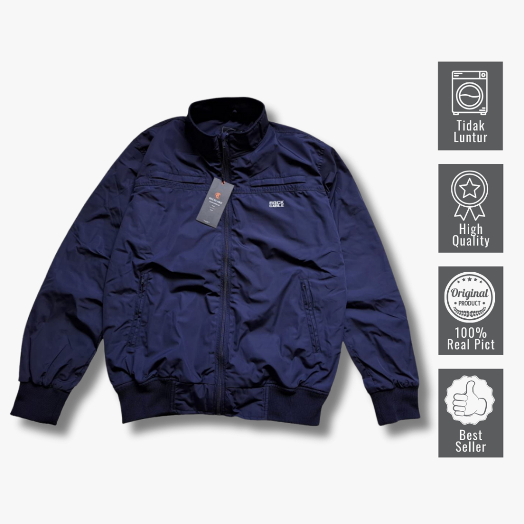 ROCKCABLE Jaket Bomber Pria Dewasa - Jaket Parasut Bomber Cowok Premium Distro Kualitas Terbaik