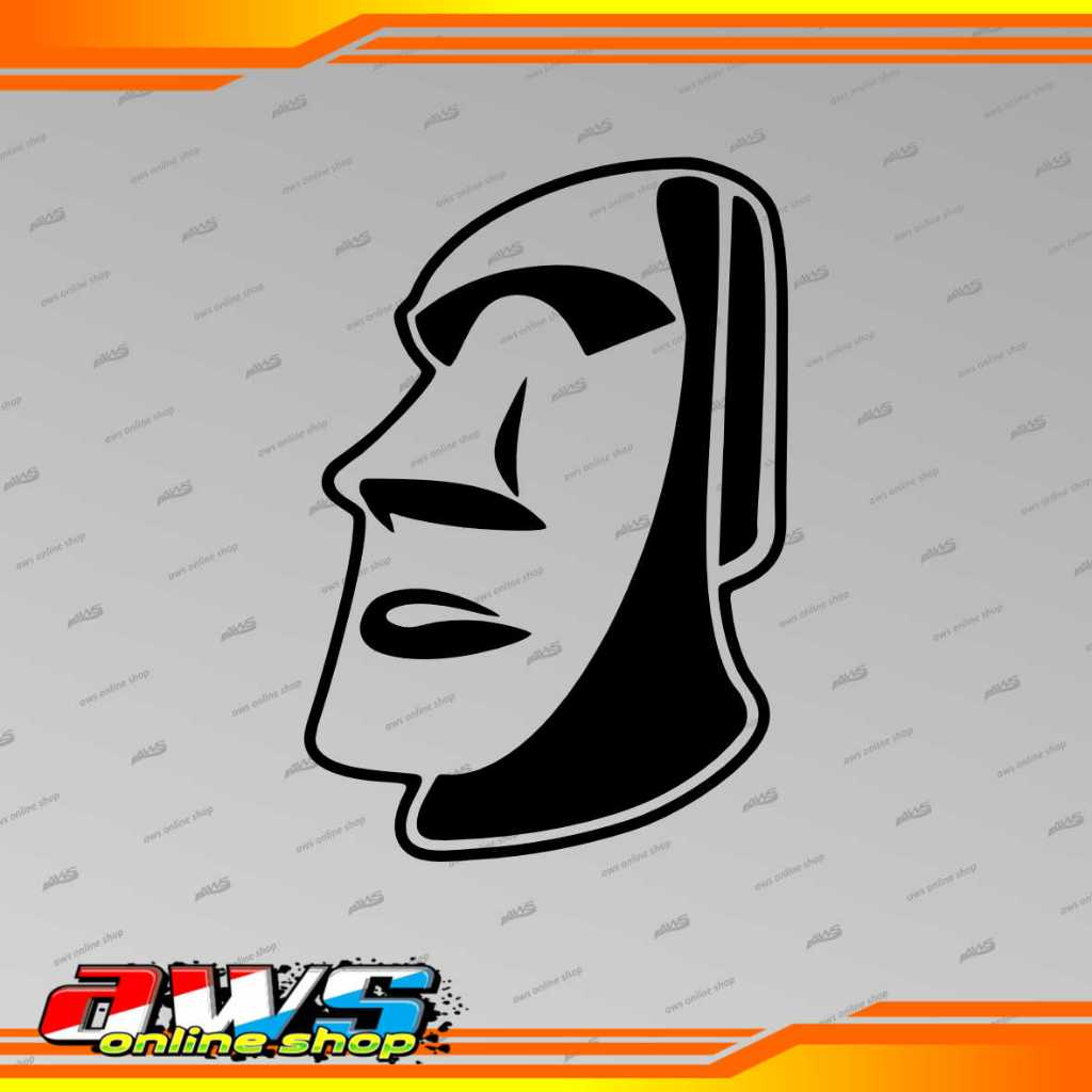 Sticker Moai Emoji Kepala Batu Stoneface