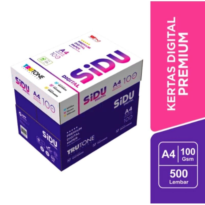 

KERTAS HVS SIDU PREMIUM A4 100 GSM 1 BOX ISI 4 RIM