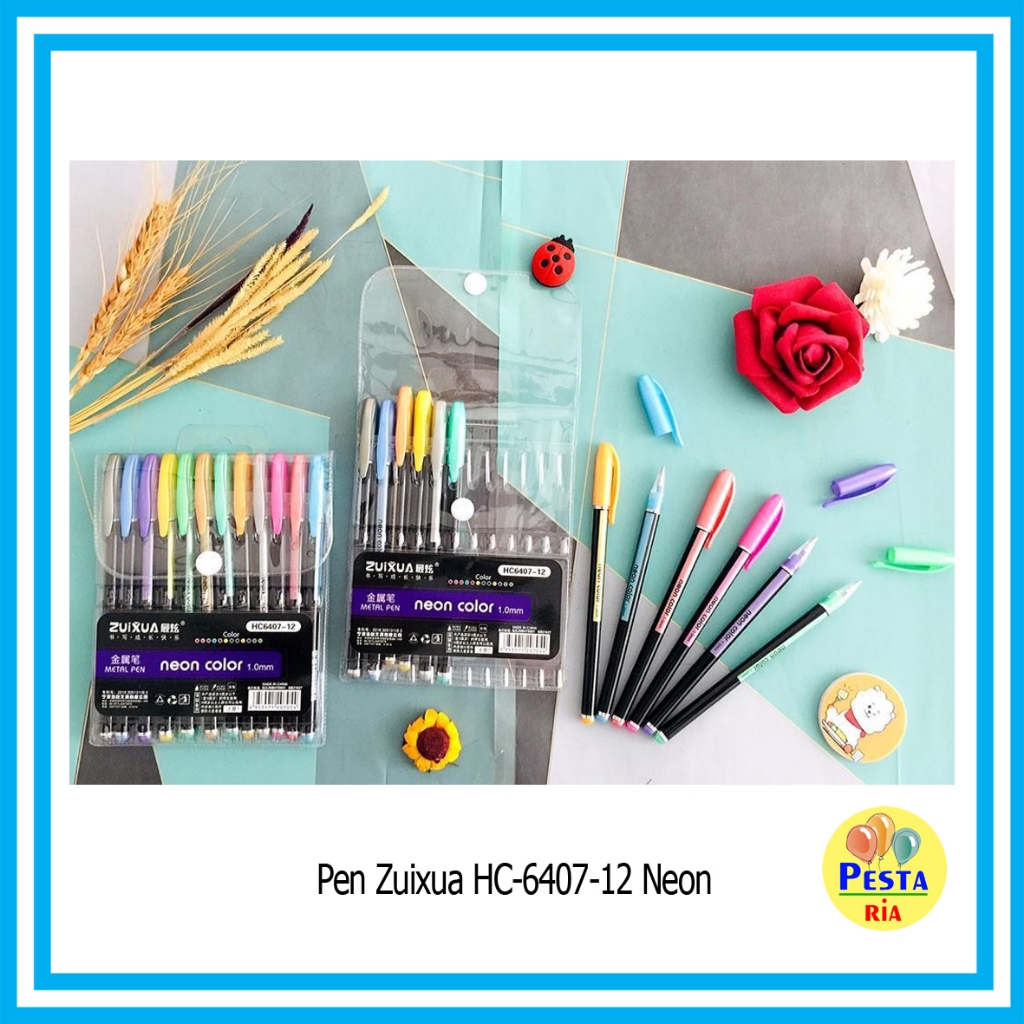 

Murah!! (12Pcs) Pen Zuixua Neon, pulpen gel warna, bolpoin glitter warna, pen colour