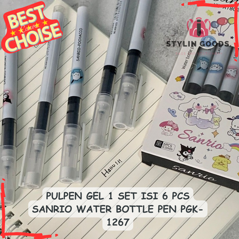 

1 BOX 6 PCS PULPEN GEL SANRIO WATER BOTTLE PEN PGK-1267 / PENA GEL TINTA HITAM 1 SET ISI 6 PCS PULPEN GEL SANRIO DI JAMIN TINTA NYATA PENA TERBARU BERKUALITAS