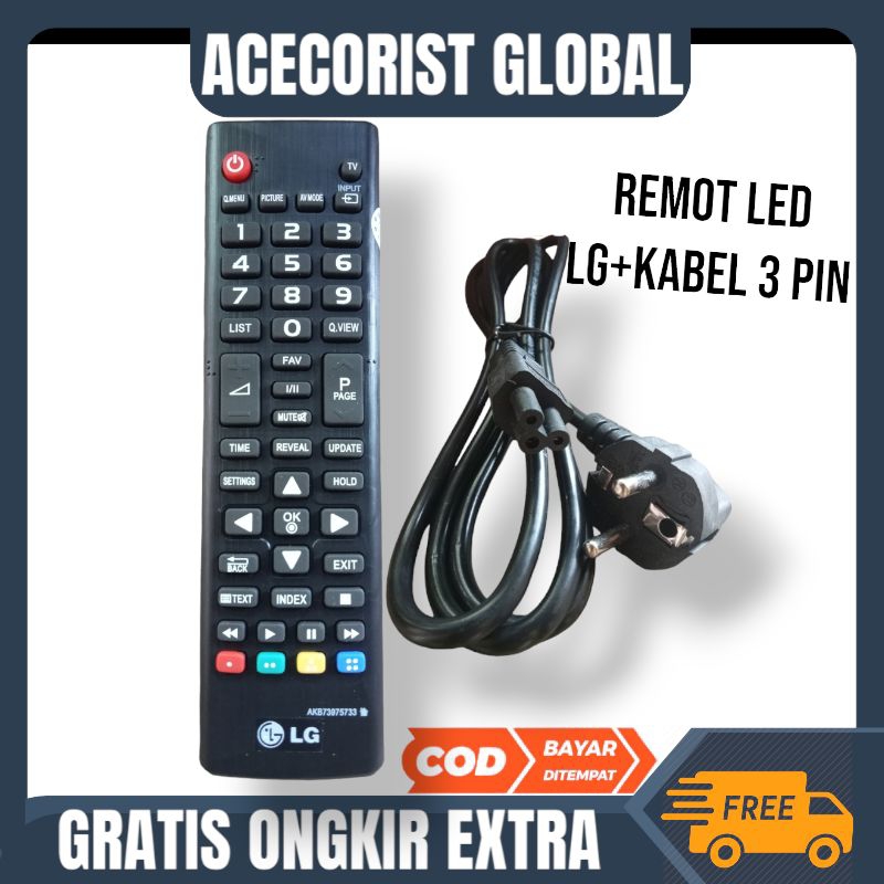 remot remote led tv lg plus kabel 3 pin / kabel 3 lubang