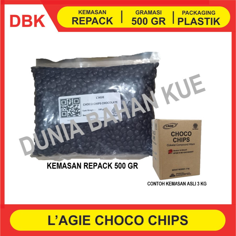 

CHOCO CHIPS COKLAT LAGIE 1/2 BULAT REPACK 500 GR