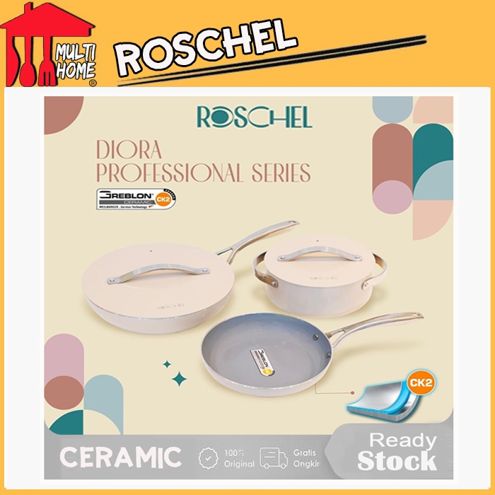Panci Roschel Diora Set Ceramic Series Greblon - Anti Lengket