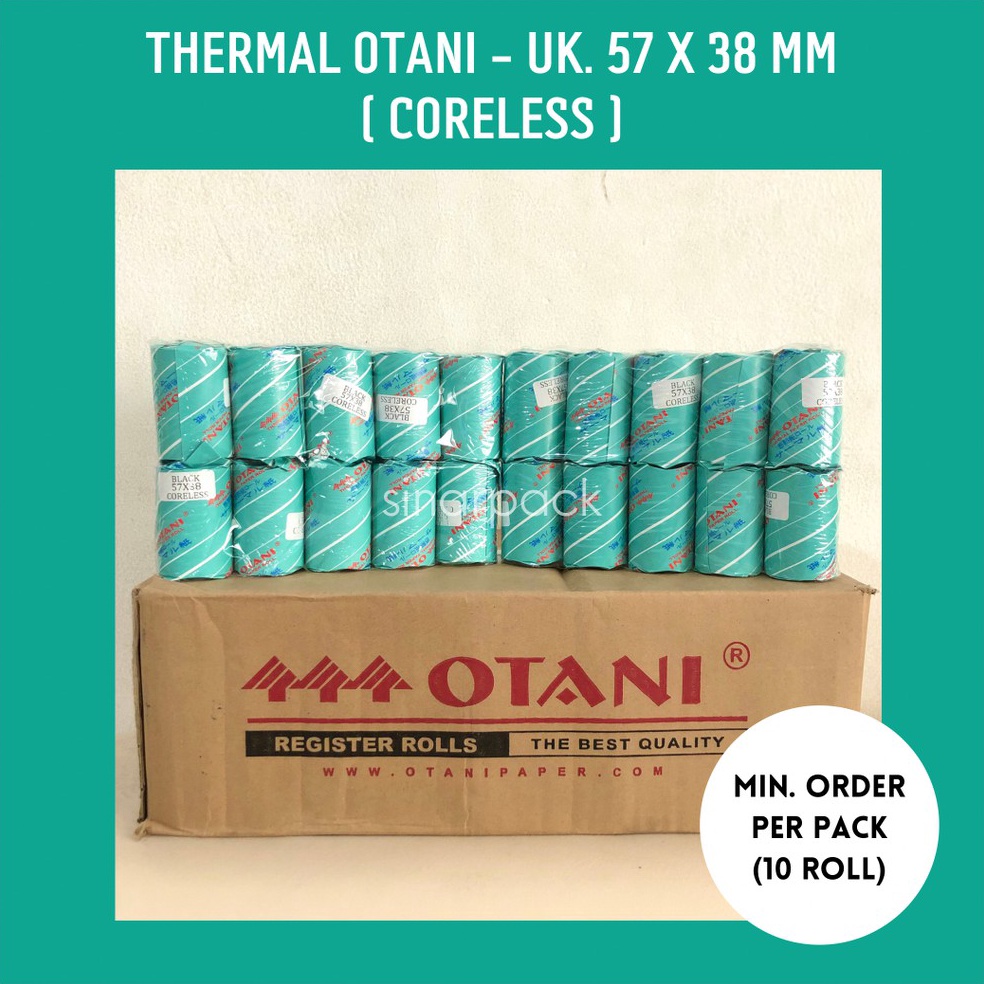 

HARGA PER PACK Kertas Struk Kasir Thermal OTANI 57x38 Coreless 57x4 Kertas Register KODE Q9P7