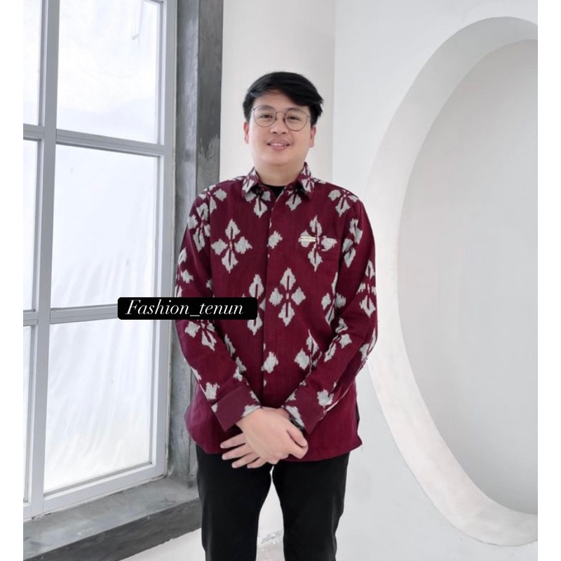 KEMEJA PRIA JEHA MAROON / KEMEJA PRIA / BAJU BATIK / KEMEJA TENUN / KEMEJA KANTOR / ATASAN PRIA / BA