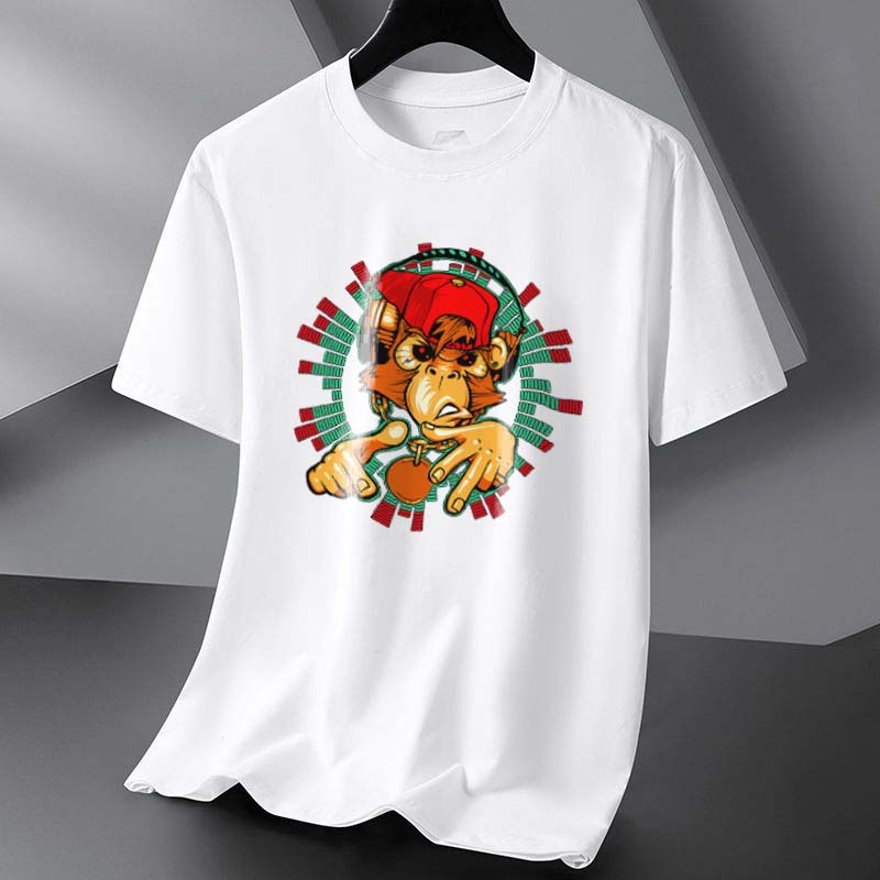 Kaos T-shirt pria merek OKei, longgar, kaos lengan pendek warna putih/hitam, model dewasa, distro, k