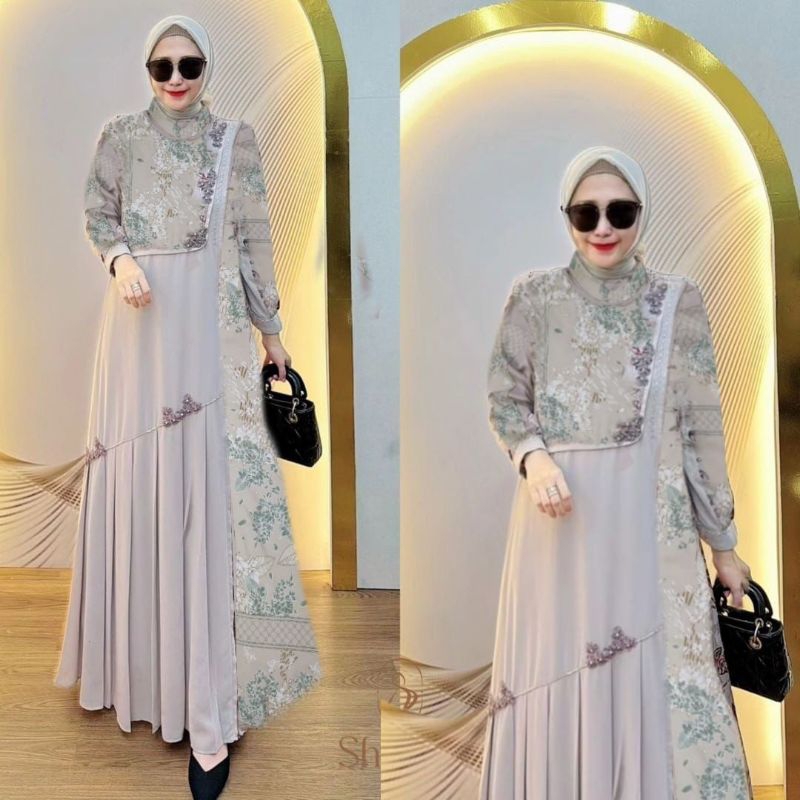 gamis jumbo Ld 140 Sabrina bahan adem gamis elegen mewah