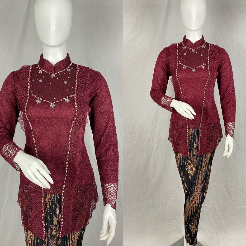 PALING AMPUH Kebaya Modern Shanghai Payet Pendek Brokat Kebaya Wisuda Modern Brokat Pendek Kebaya WI