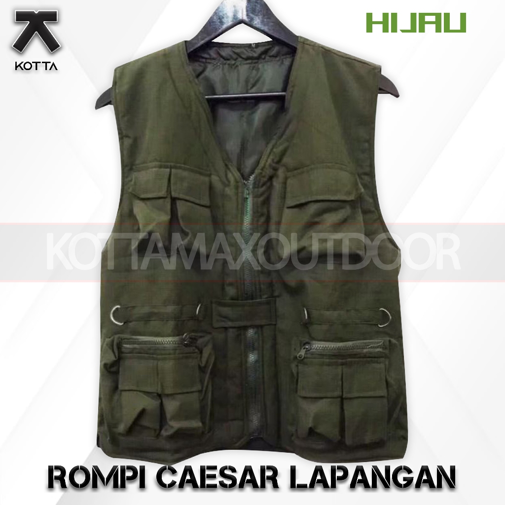 ROMPI LAPANGAN HIJAU ARMY  - ROMPI OUTDOOR HIJAU - ROMPI VEST CARGO LAPANGAN MULTIFUNGSI BANYAK SAKU