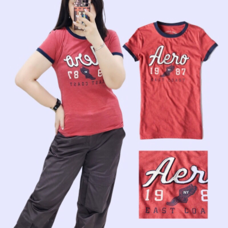 AEO Ringer Wings Mandarin - Kaos Wanita Lengan Pendek Branded