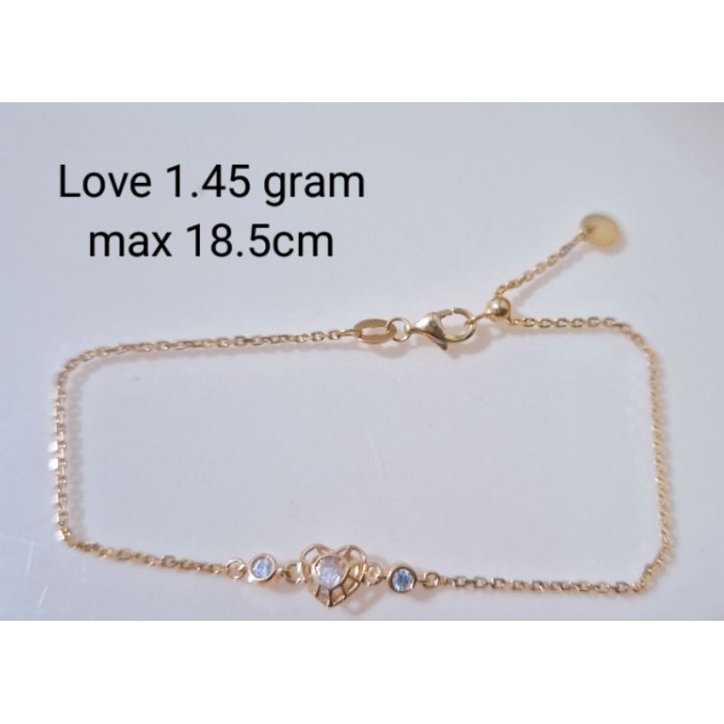 Gelang serut emas love kadar 375/8k (1.45gram Max 18.5cm)
