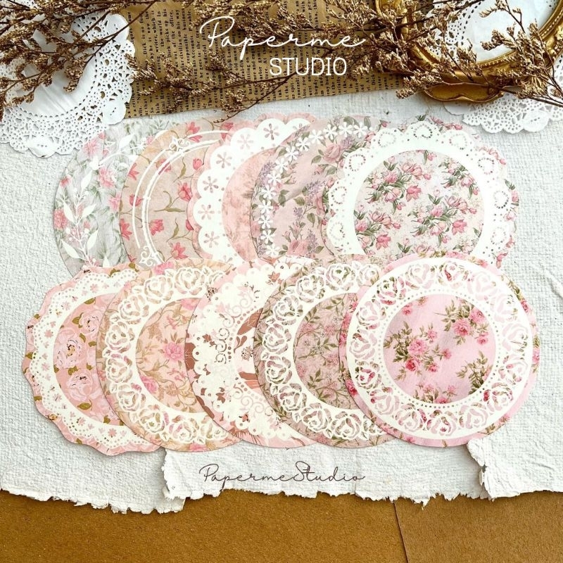 

LACE PAPER - paper lace round flowers dekorasi journal book journaling kit aesthetic cute by Papermestudio