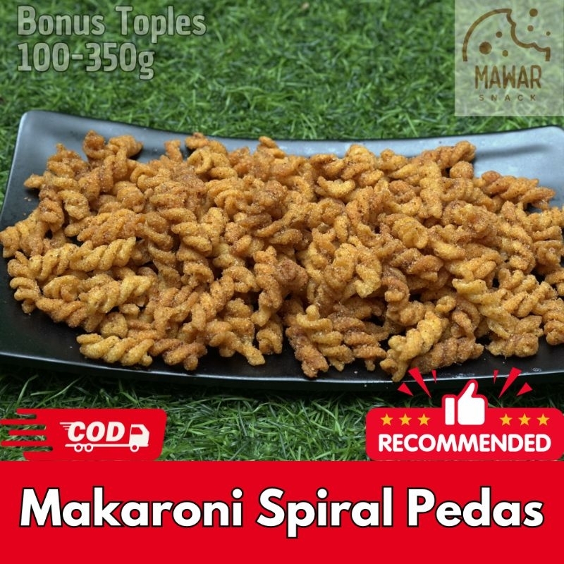 

Makaroni Spiral Pedas Gurih 250gram - Cemilan Kiloan - Makaroni Pedas