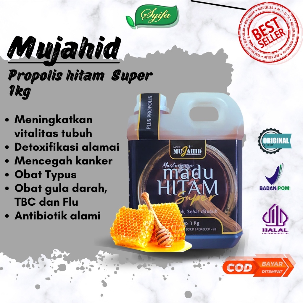 

Madu hitam pahit super MUJAHID 1kg Asli (Kemasan Baru)