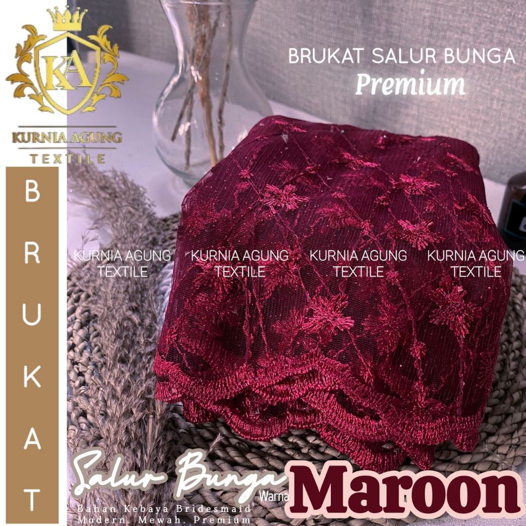 Promo Kain Brukat Tile Prancis Motif Akar Bunga Mutiara Glitter Ethnic Mewah Premium Bahan