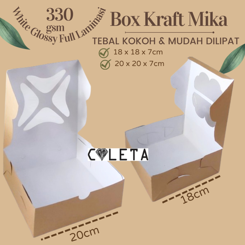 

Dus Kue Jendela/ Box Mika Window / Box Kue Mika / Dus Nasi Laminasi / Dus Kraft Window Premium