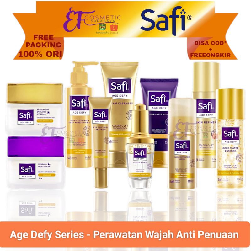 SAFI Age Defy Cream Cleanser | Skin Refiner | Gold Water Essence | Serum | Youth Elixir | Day Cream 