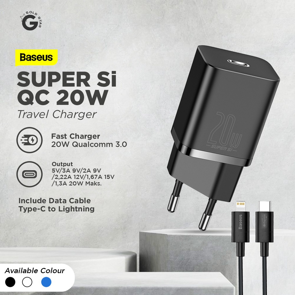 Baseus Kepala Charger 20W Super Si Quick Charger 1C 20W EU