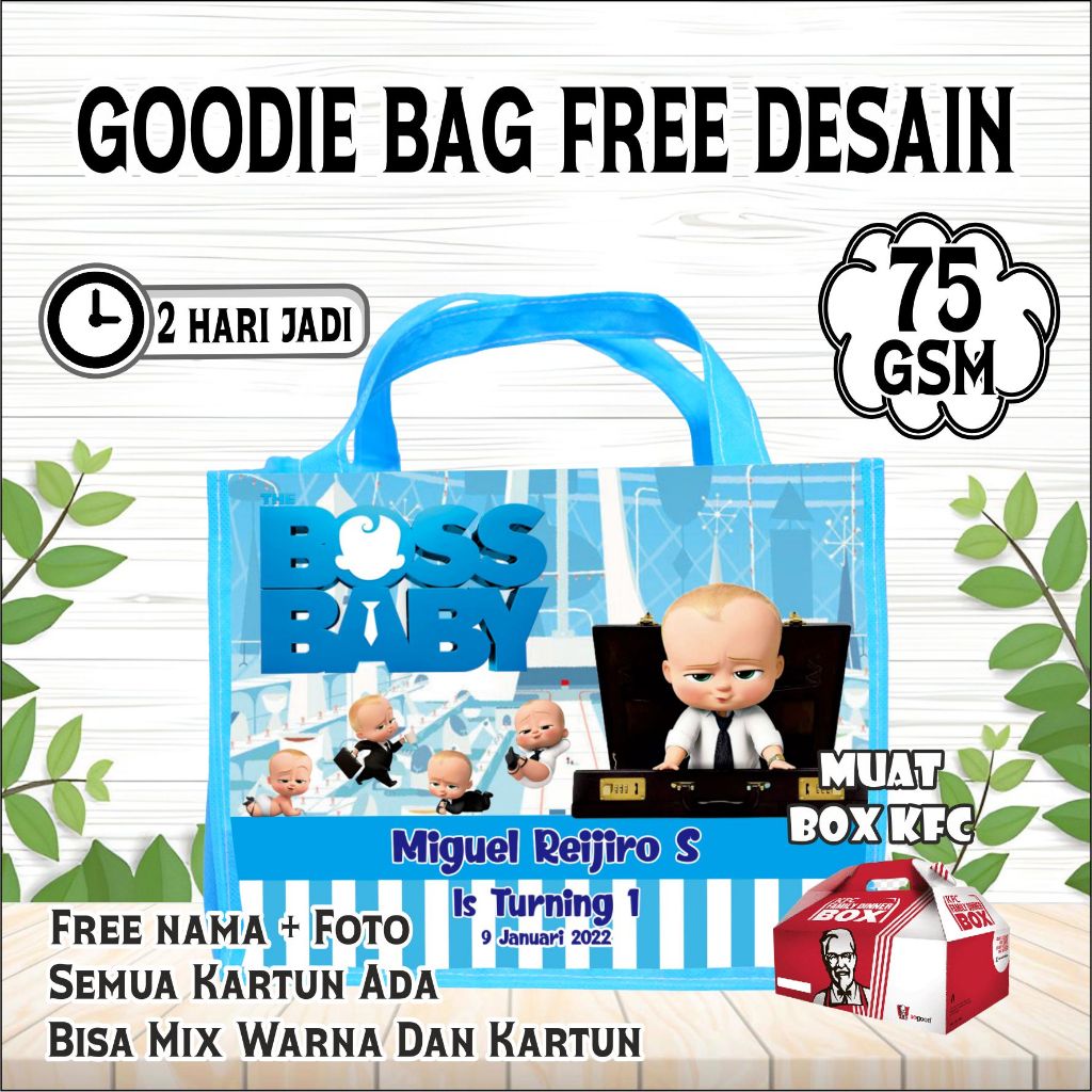 

Lunch Bag Souvenir Tas Ulang Tahun Anak Custom Desain Totebag Souvenir Ultah Anak Premium/goodie bag ulang tahun anak /tas ulang tahun anak