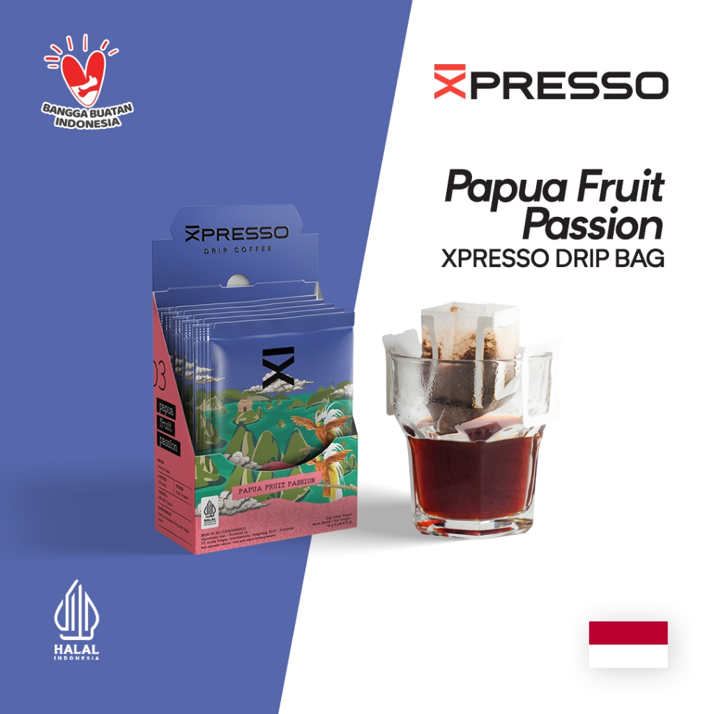 

Drip Bag Coffee Papua Fruit Passion - Xpresso Kopi Drip Bag 5pcs