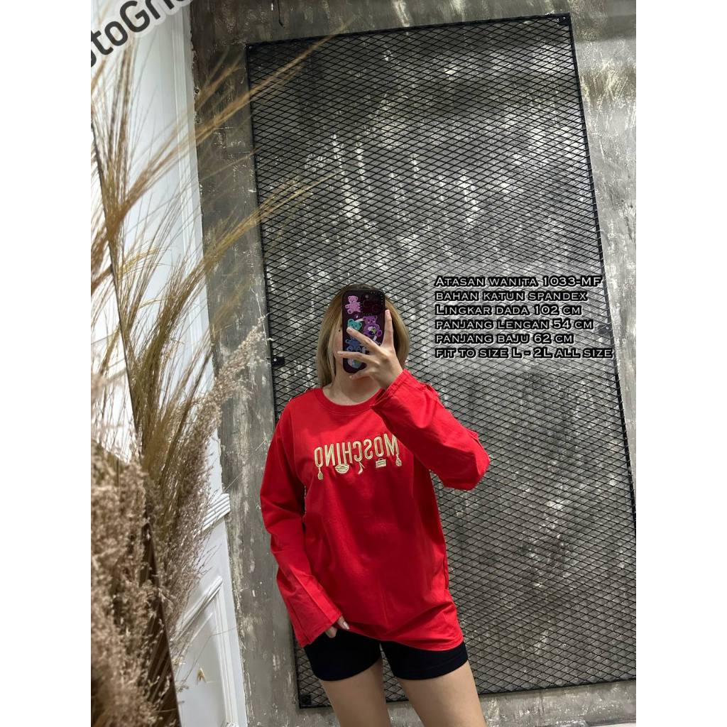 ATASAN WANITA 1033-MF SWEATER WANITA LENGAN PANJANG IMPORT MATT COTTON SPANDEX LD 102 CM FIT L-2L BI