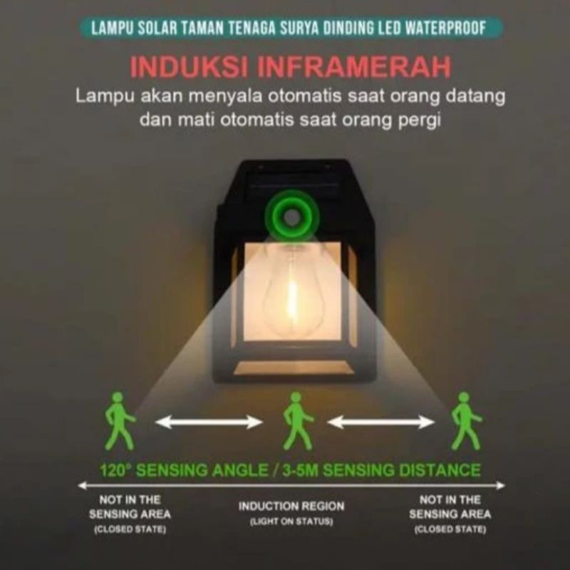 Lampu Dinding Tenaga Surya Lampu Dinding Taman Solar Energy Lampu Taman LED Emergency Lampu Dinding